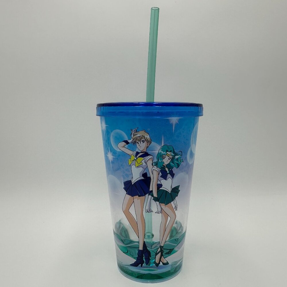 Sailor Moon 16oz Travel Tumbler w/ Sailor Uranus & Sailor Neptune Diamond Bottom